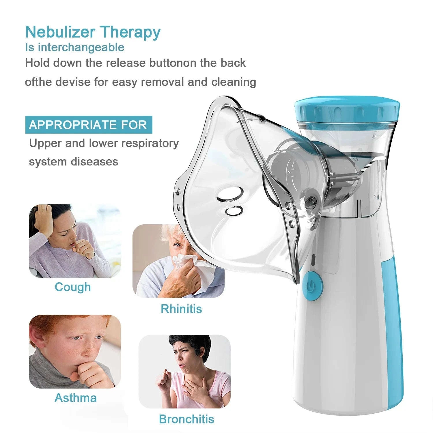 Handheld Portable Inhale Nebulizer Mesh Atomizer for Kids & Adults-Mode 1