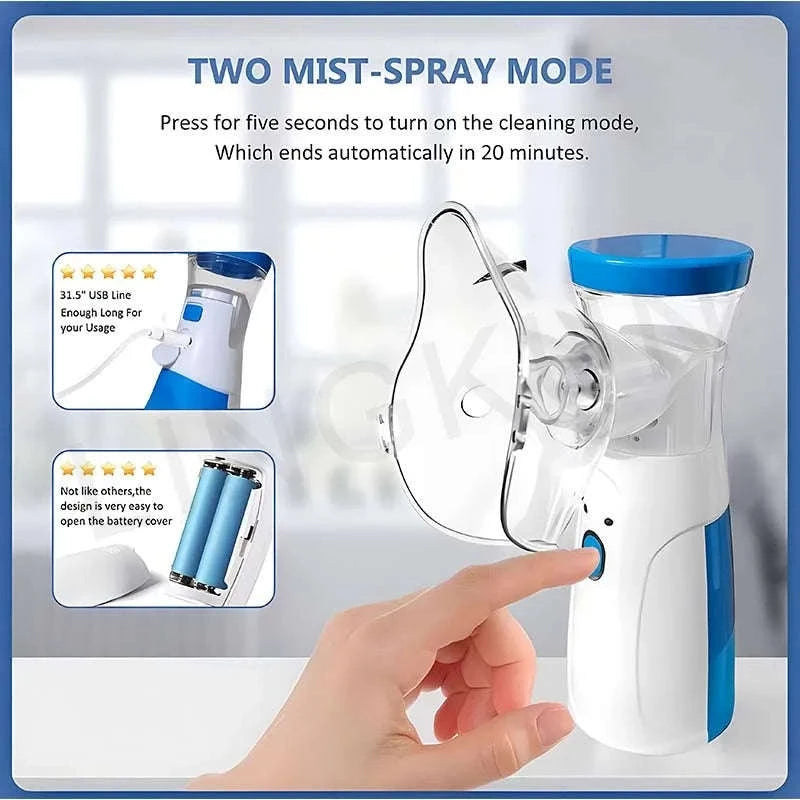 Handheld Portable Inhale Nebulizer Mesh Atomizer for Kids & Adults-Mode 1