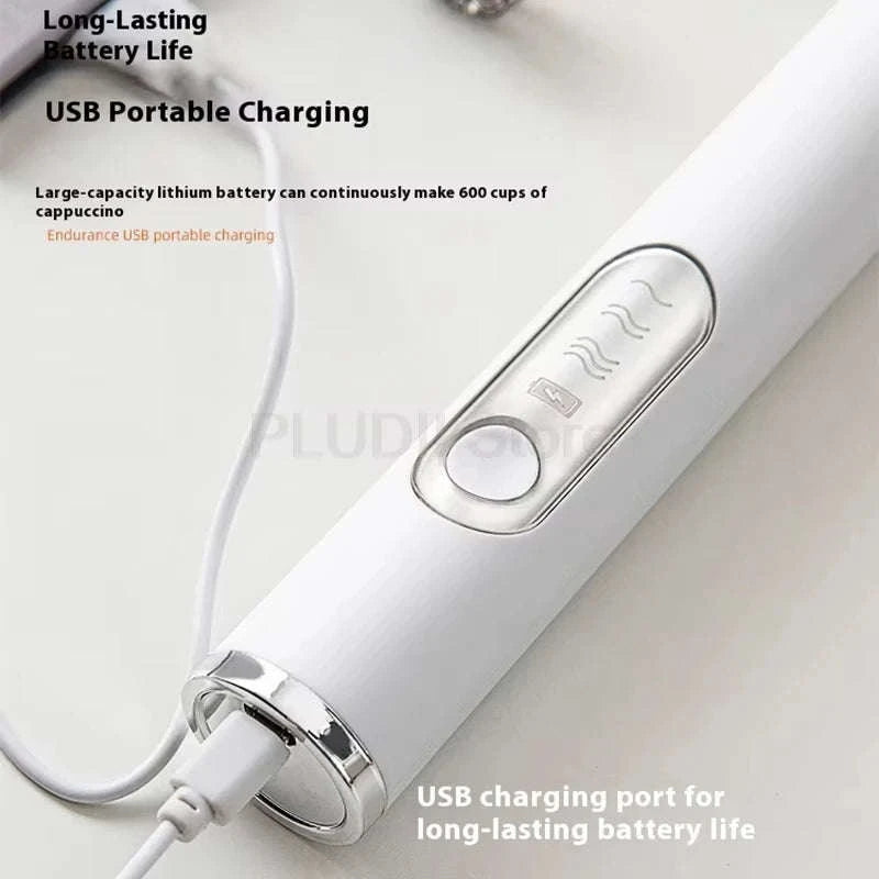 Handheld Rechargeable Milk Frother with 3 Whisks and 3 Speeds-United States / YELLOW