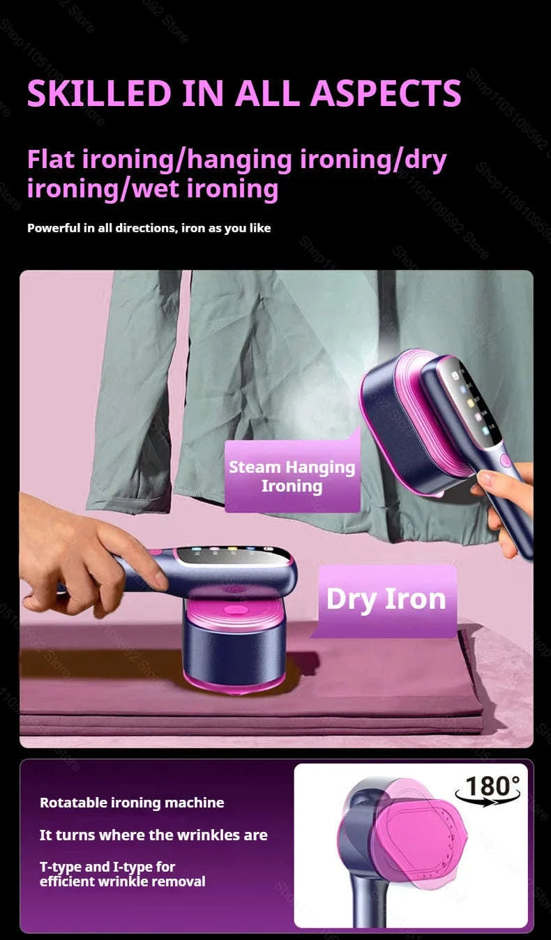 Handheld Steam Iron Garment Steamer – Portable Mini Clothing Steamer-Purple Board / EU