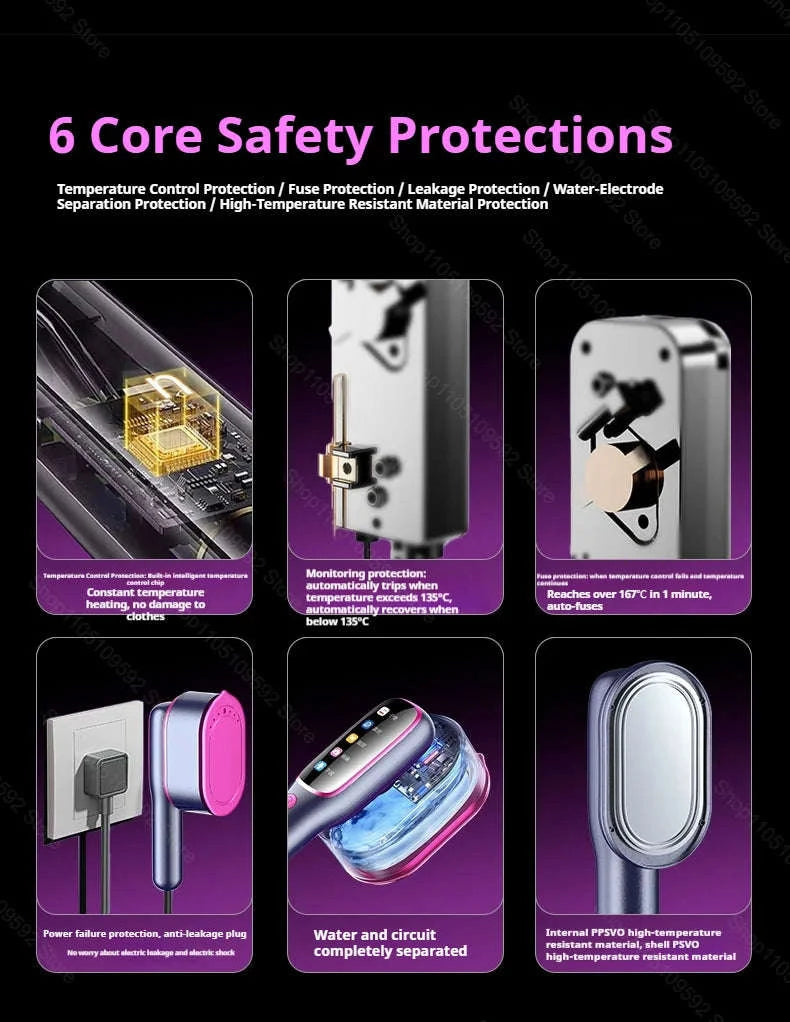 Handheld Steam Iron Garment Steamer – Portable Mini Clothing Steamer-Purple Board / EU