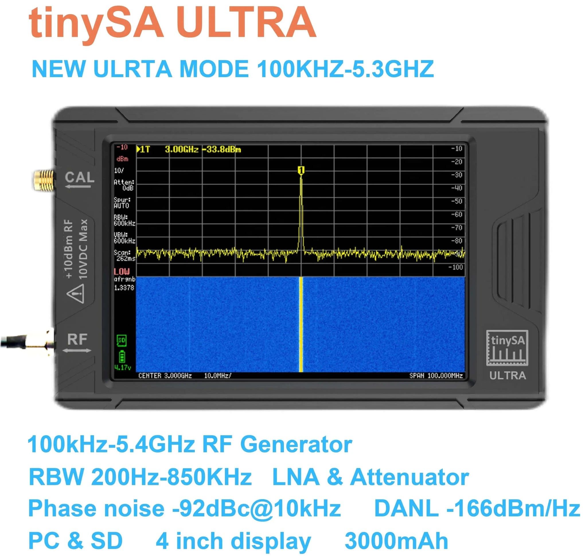 Handheld Tiny Spectrum Analyzer ULTRA with 4" Display and 32GB Card-TinySA 2.8inch / CHINA