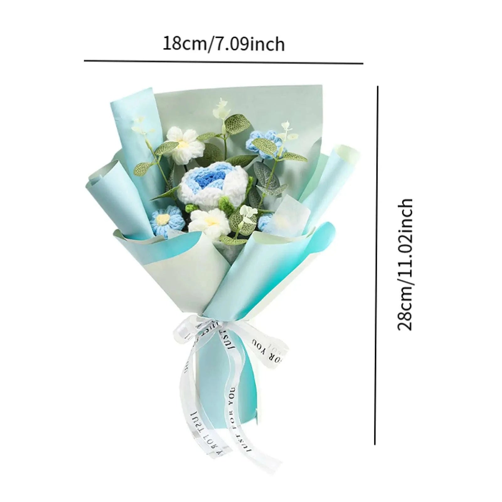 Handmade Crochet Flower Bouquet Knitted Floral Decoration-Blue 2