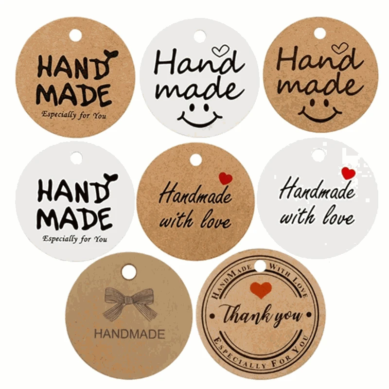 Handmade Thank You Gift Tags – Kraft Paper Set of 100-100tag20m / C