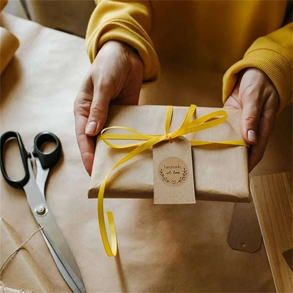 Handmade with Love Stickers – Vintage Kraft Paper Labels (500pcs)-H0126-500PCS