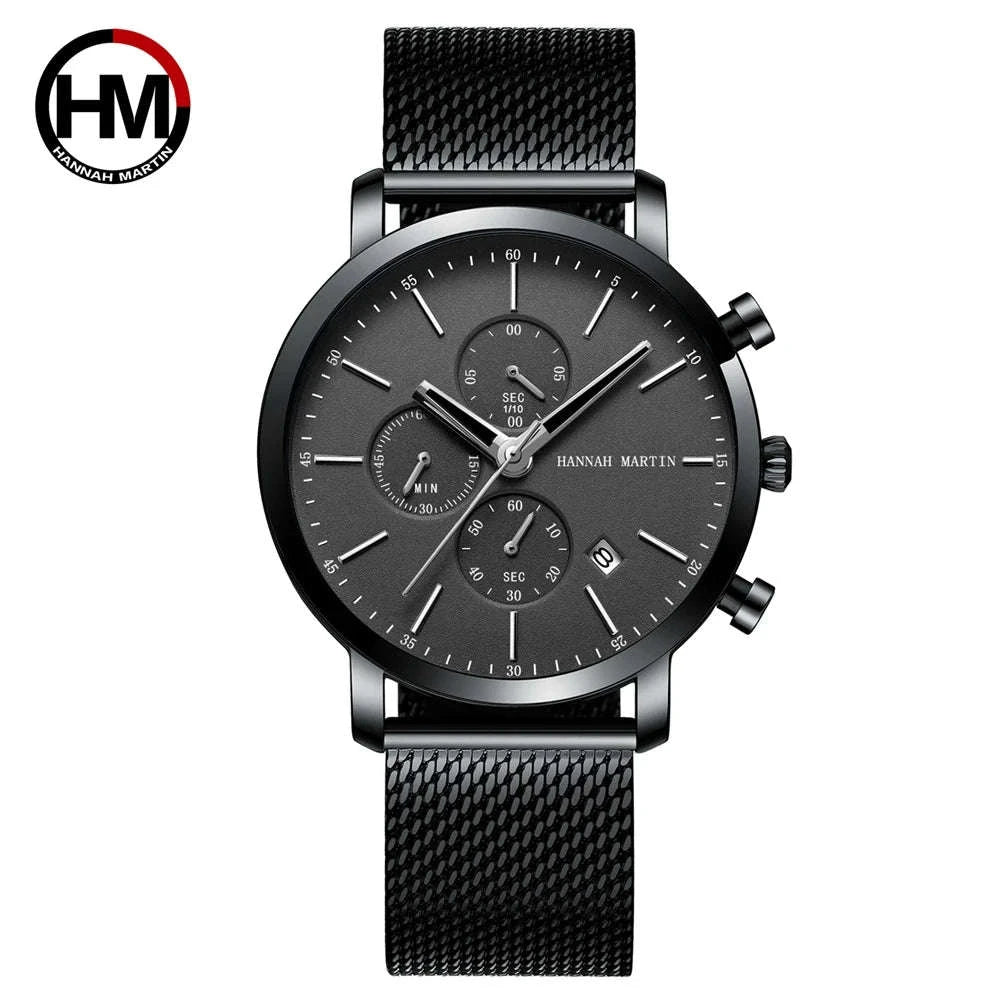 Hannah Martin Men's Stainless Steel Business Sports Quartz Watch-1092G-JH-TZ / United States