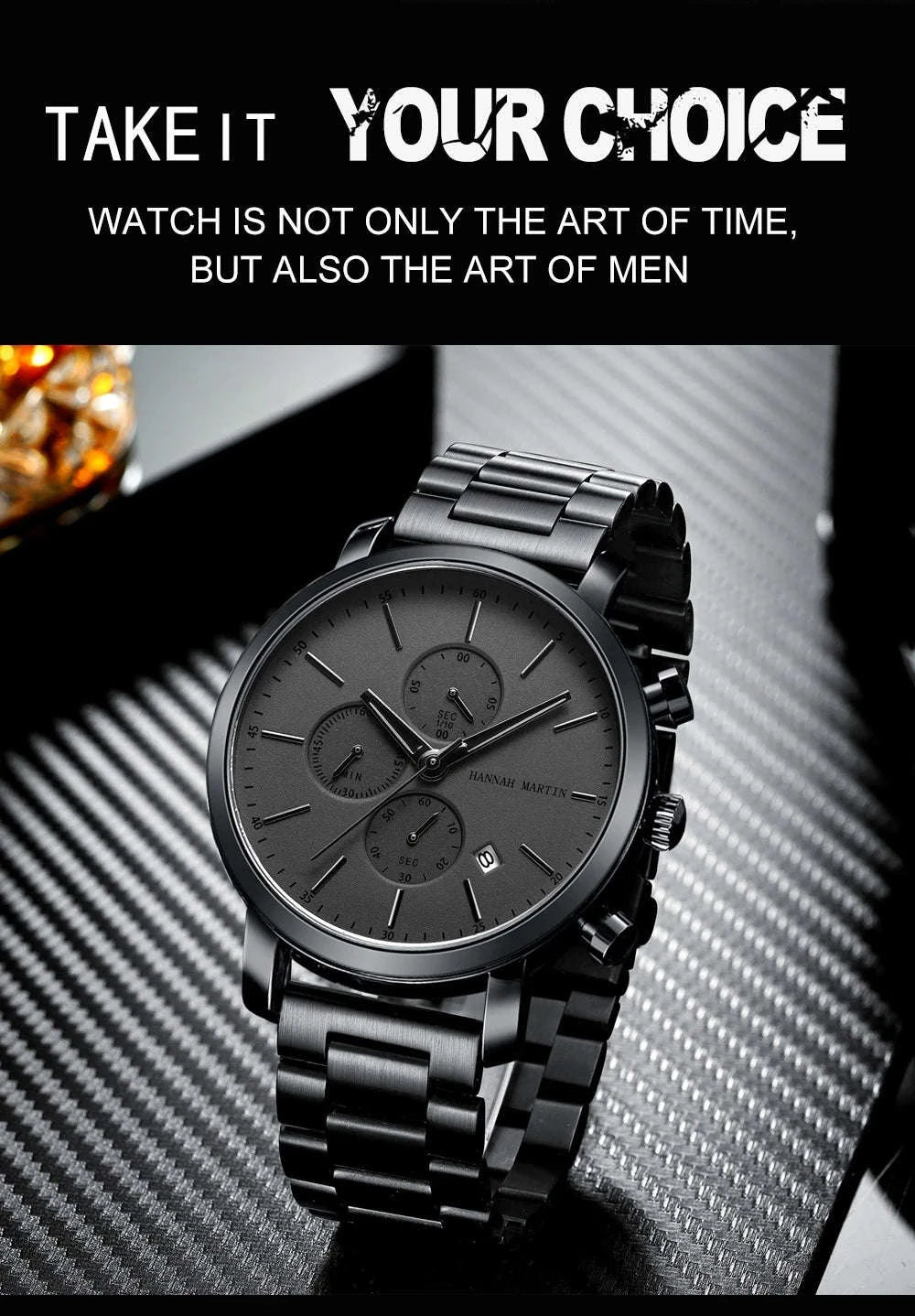 Hannah Martin Men's Stainless Steel Business Sports Quartz Watch-1092G-JH-TZ / United States