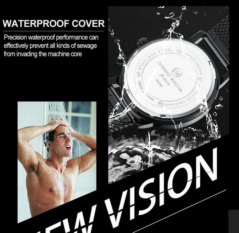 Hannah Martin Men's Stainless Steel Business Sports Quartz Watch-1092G-JH-TZ / United States