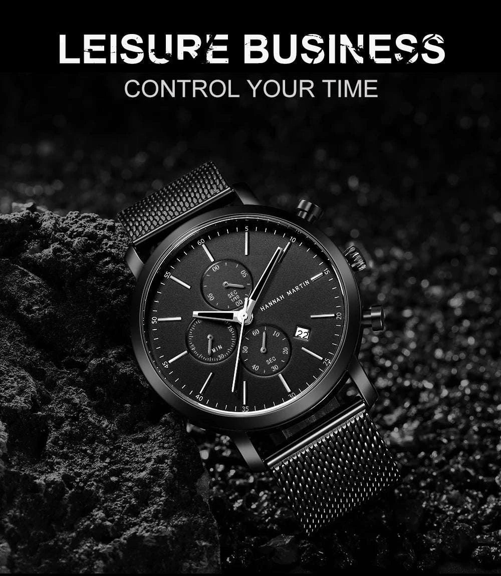 Hannah Martin Men's Stainless Steel Business Sports Quartz Watch-1092G-JH-TZ / United States