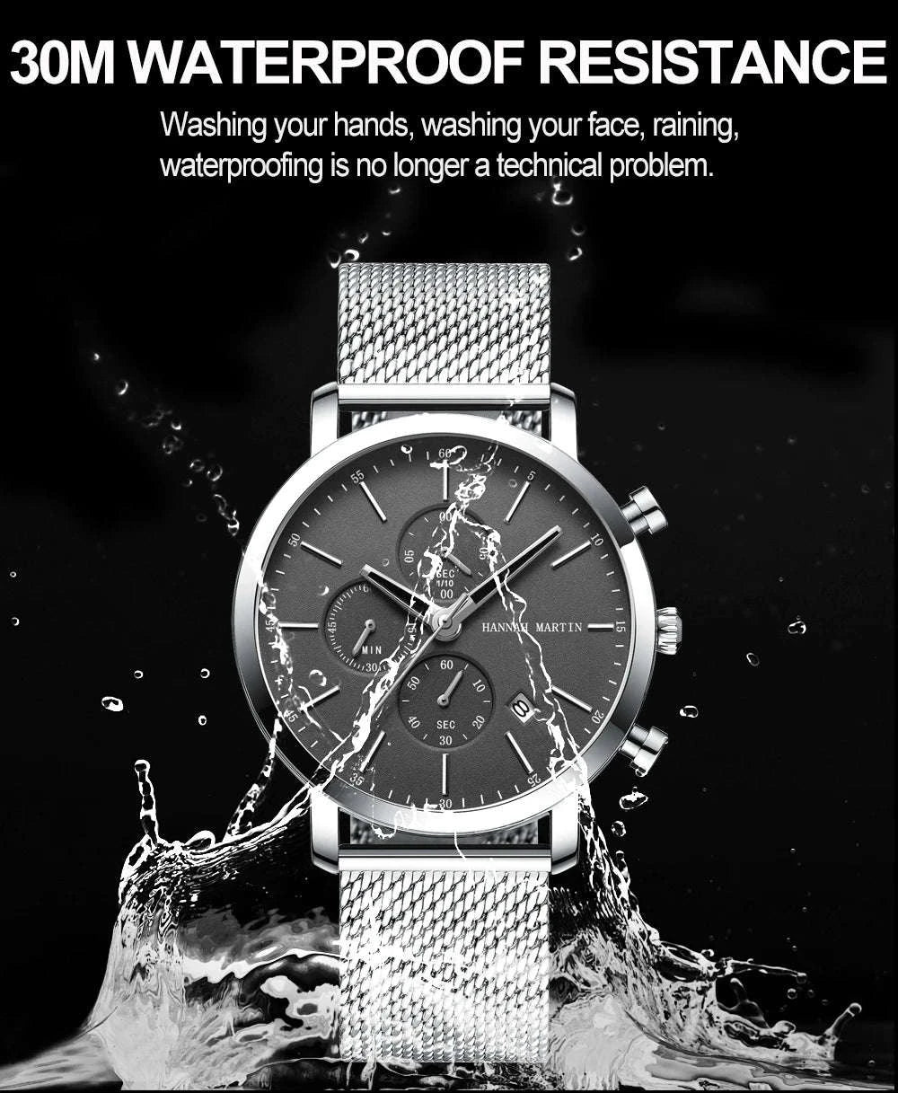 Hannah Martin Men's Stainless Steel Business Sports Quartz Watch-1092G-JH-TZ / United States