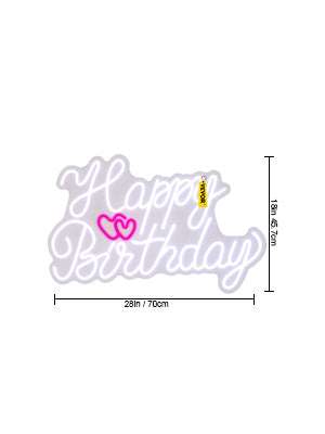 Happy Birthday LED Neon Sign with Remote & Adjustable Brightness-Warm White 31W / United States