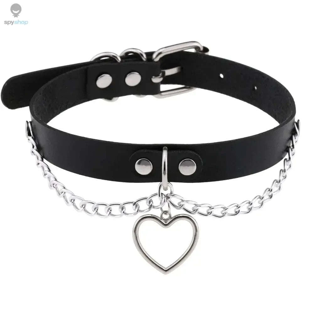 Harajuku Punk Rock Heart Spike Choker-W4704