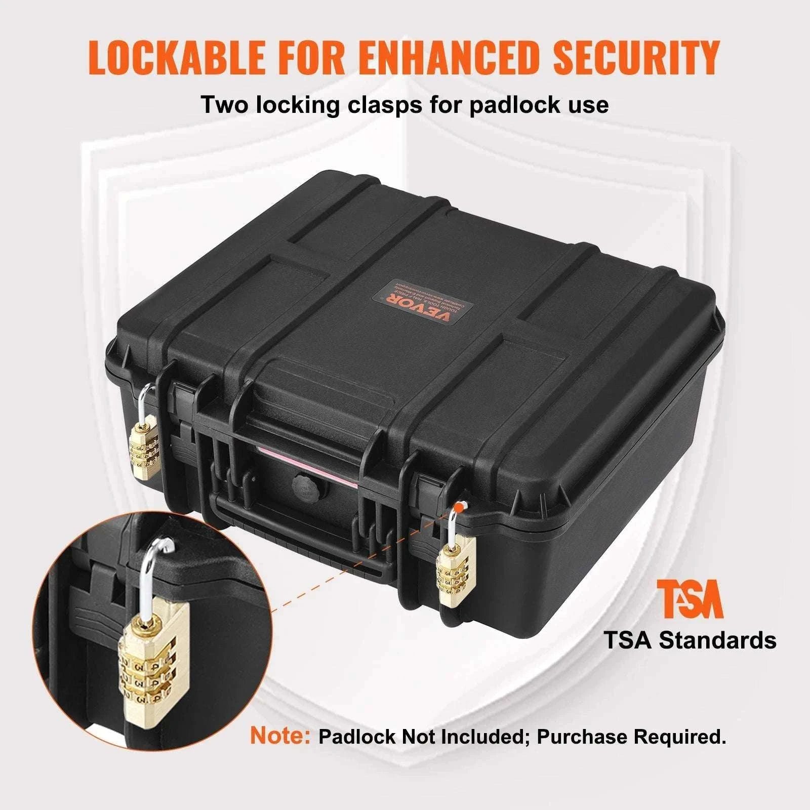 Hard Pistol Case with Pre-Cut Foam IP67 Waterproof TSA Lockable-19.3x17.1x8.3in Foam / United States