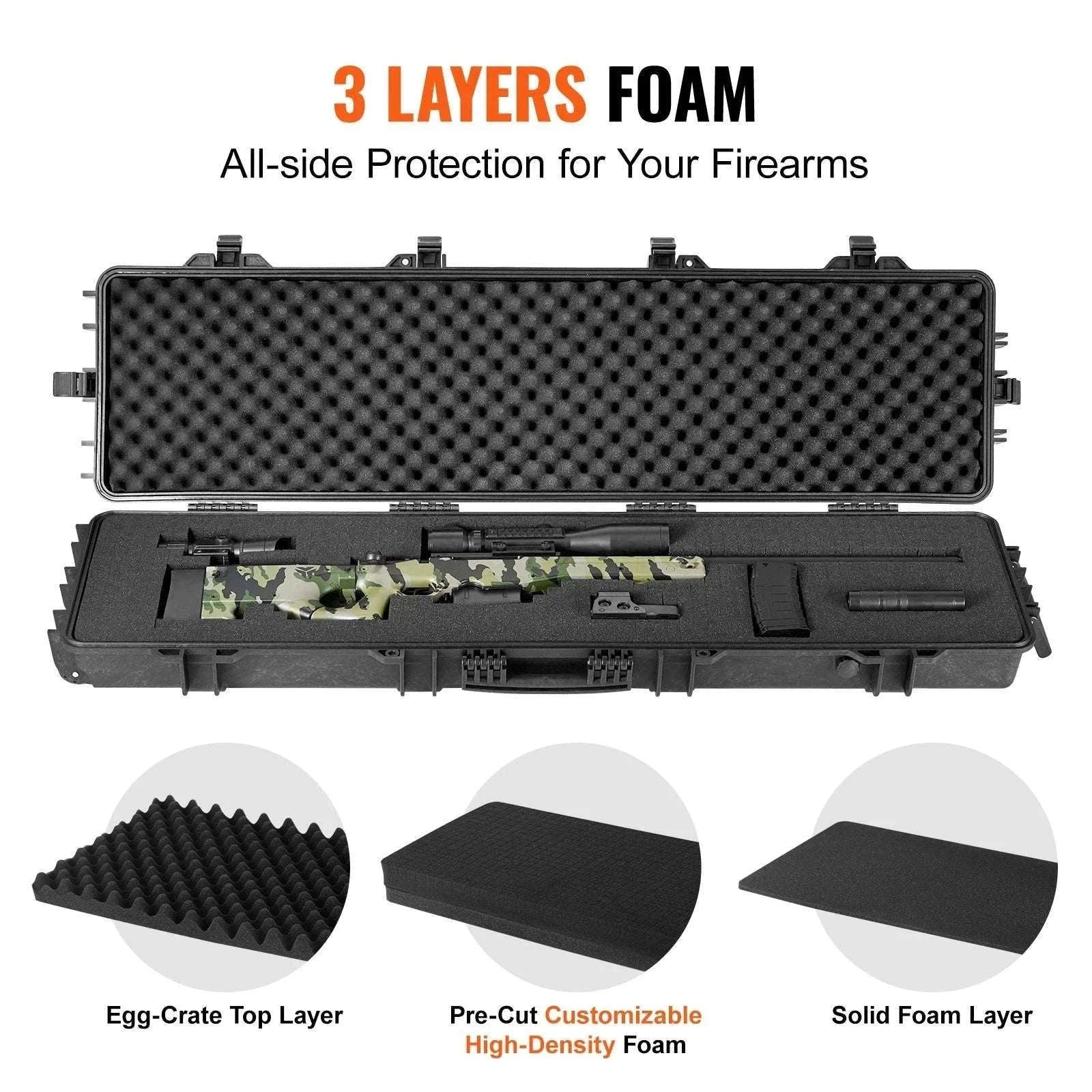 Hard Rifle Case with Wheels Waterproof Shockproof Gun Storage-50 in / Poland