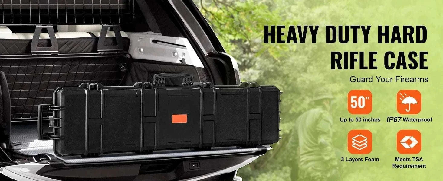 Hard Rifle Case with Wheels Waterproof Shockproof Gun Storage-50 in / Poland