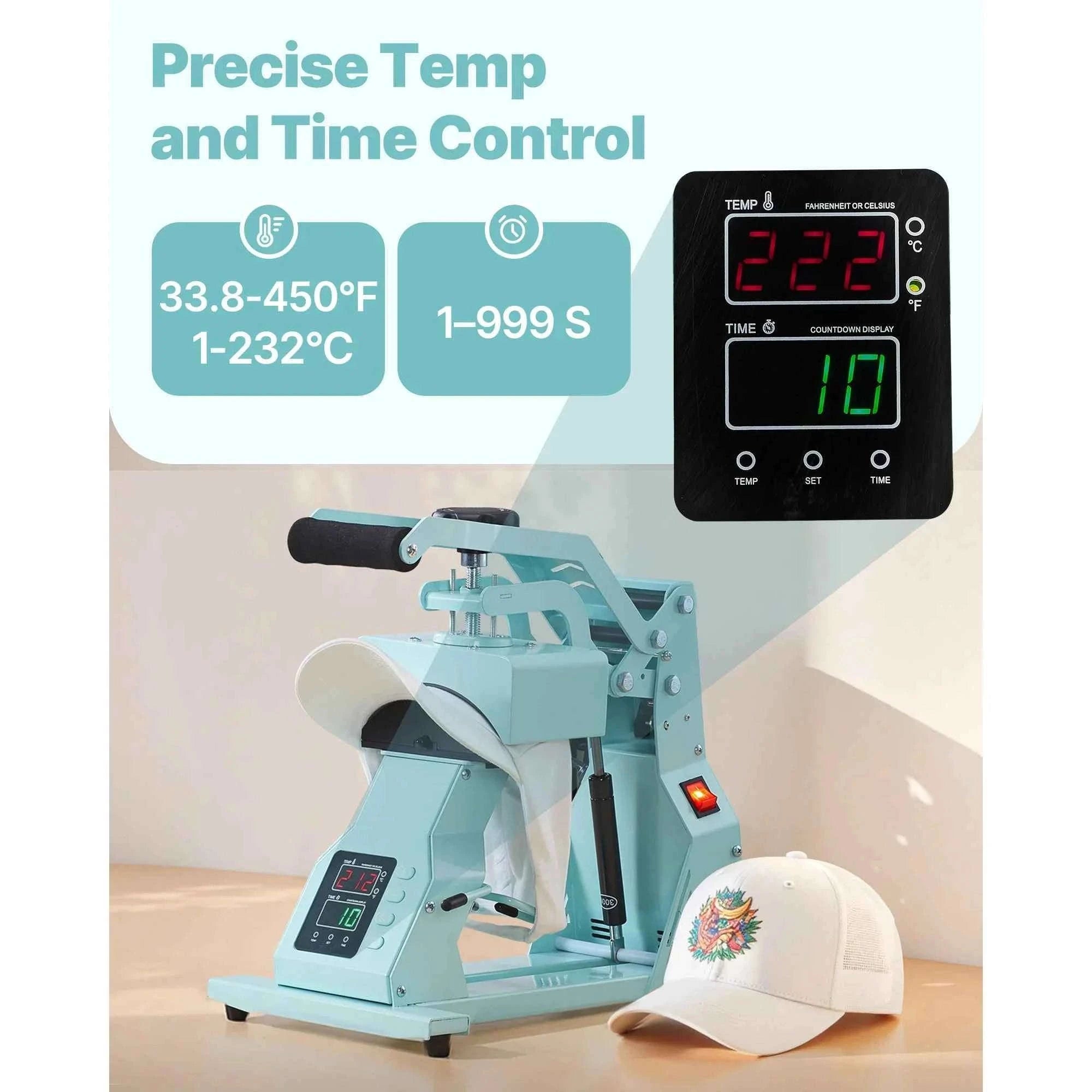 Hat Heat Press Machine with Interchangeable Platens-Green 4in1 / france