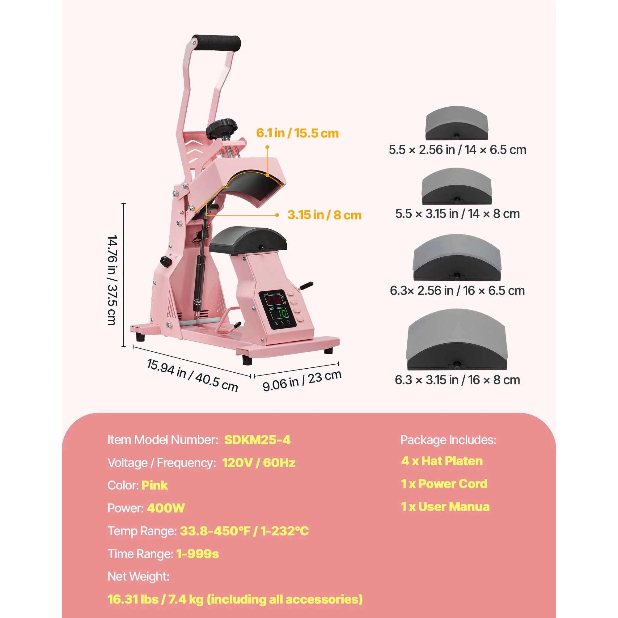 Hat Heat Press Machine with Interchangeable Platens-Green 4in1 / france