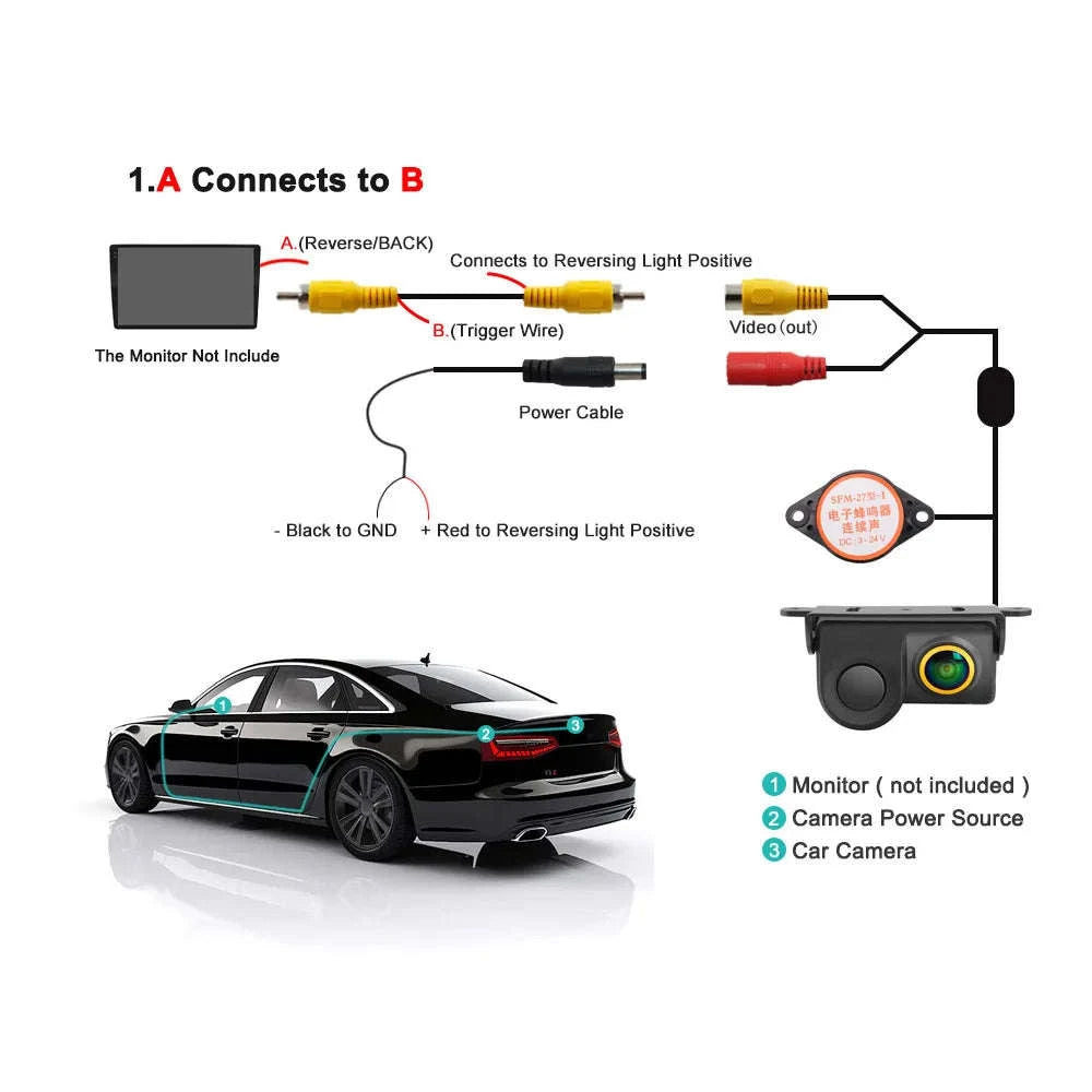 HD 1080P Car Rear View Camera with Sensor Set-Default Title