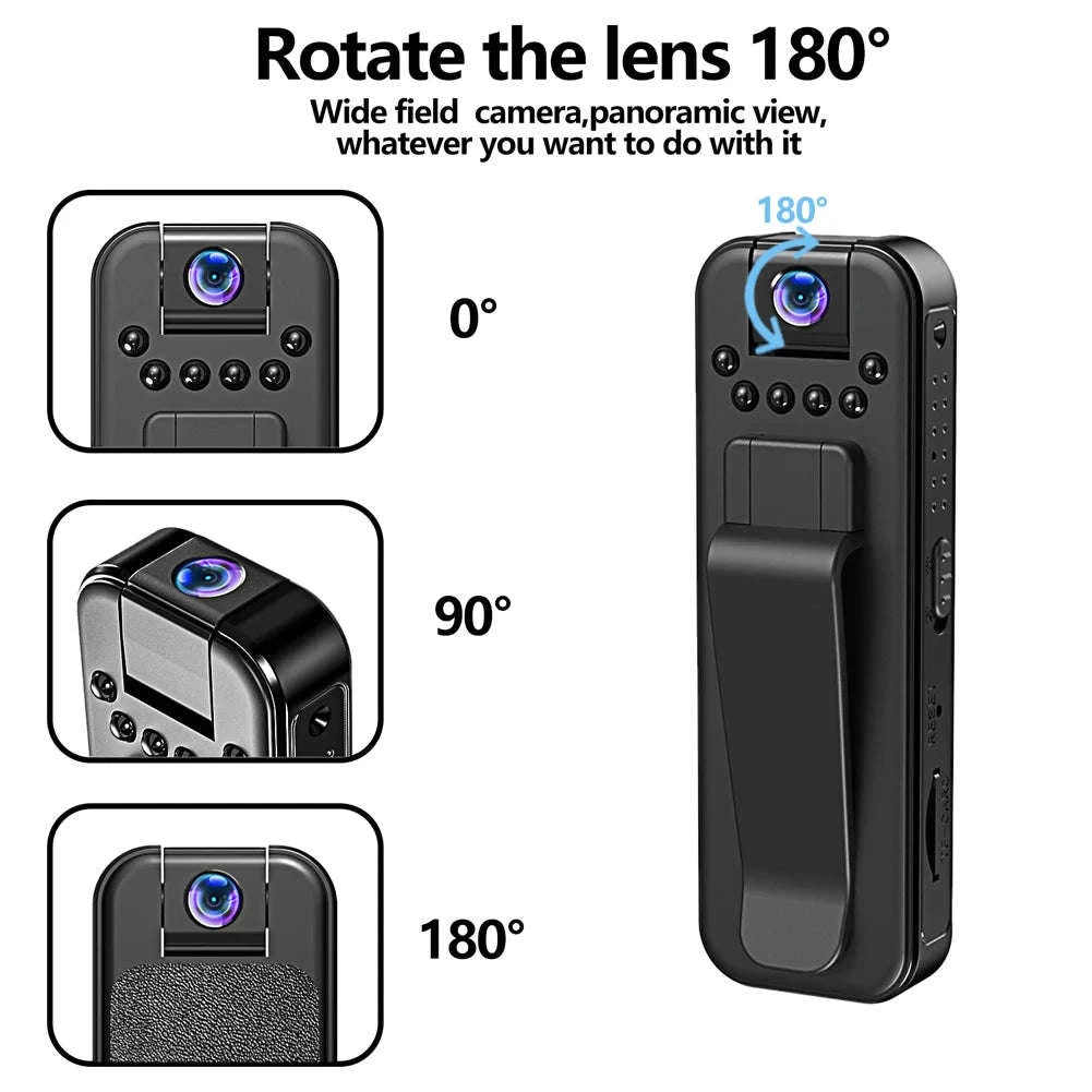 HD 1080P Mini Camera with Night Vision and Back Clip-without WiFi / United States