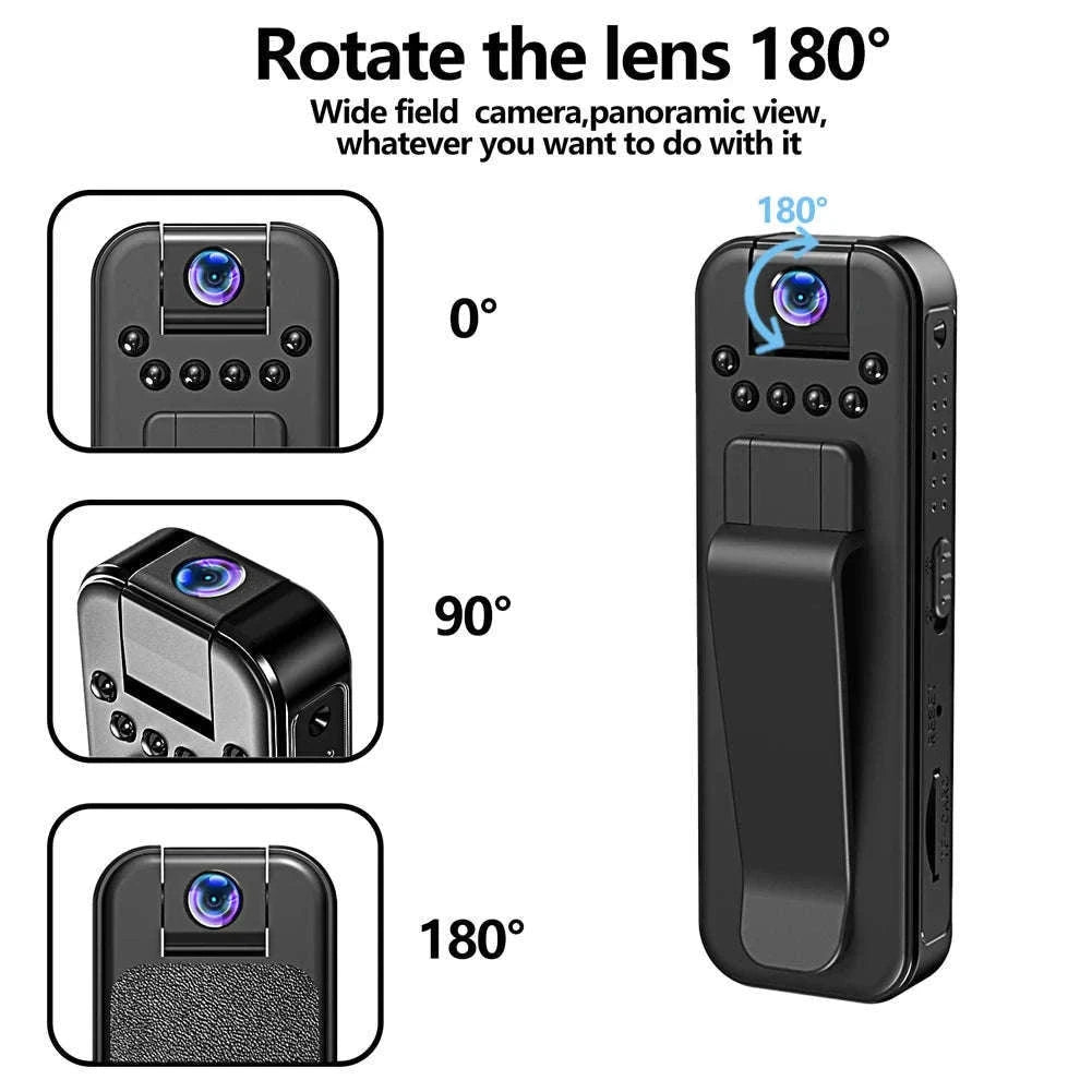 HD 1080P Mini Camera with Night Vision and Back Clip-without WiFi / United States
