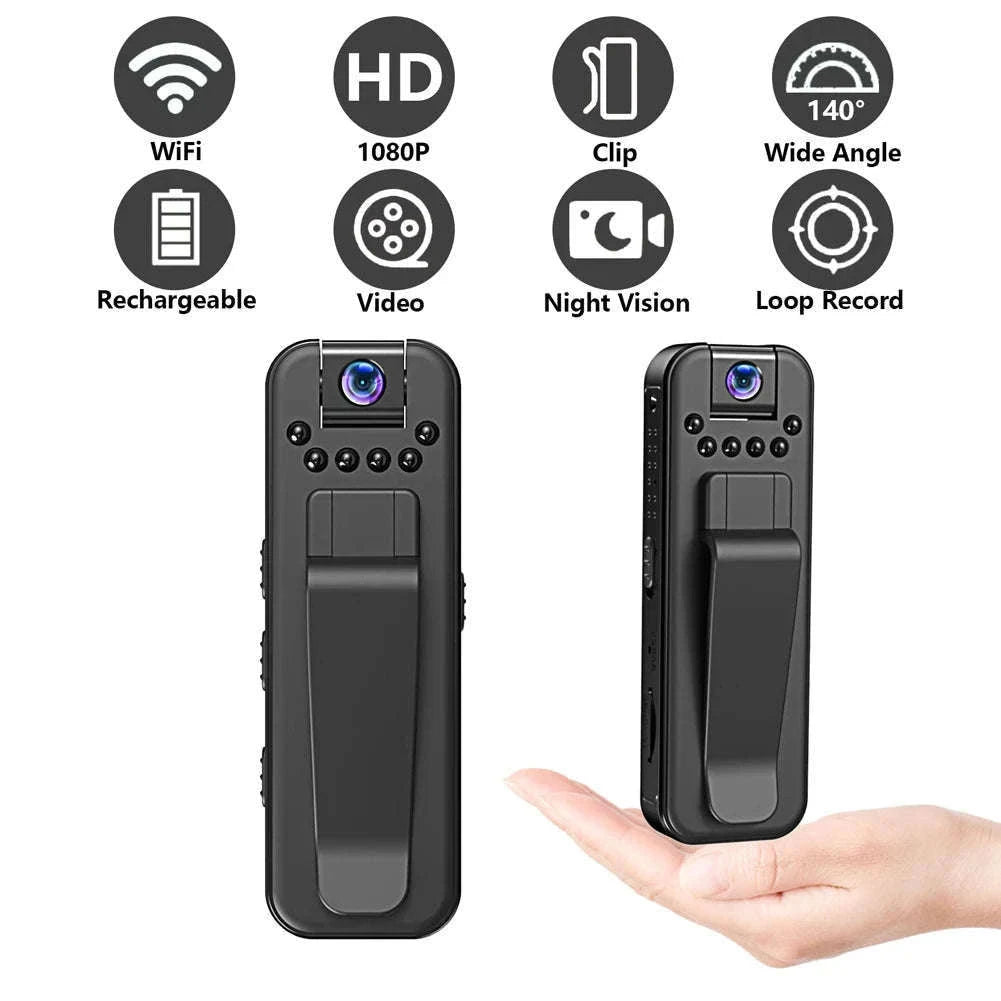 HD 1080P Mini Camera with Night Vision and Back Clip-without WiFi / United States