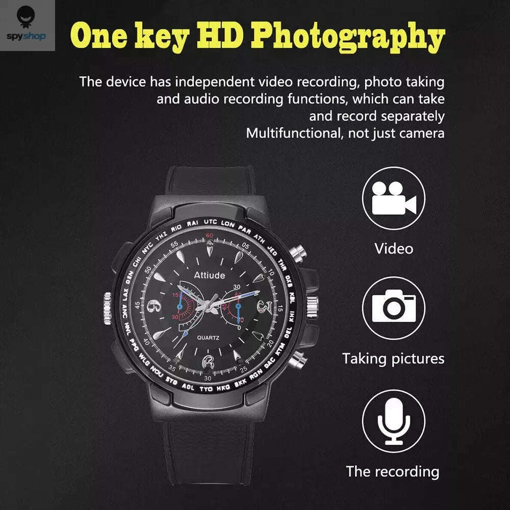 HD 1080p Watch with Night Vision & 32GB-Default Title