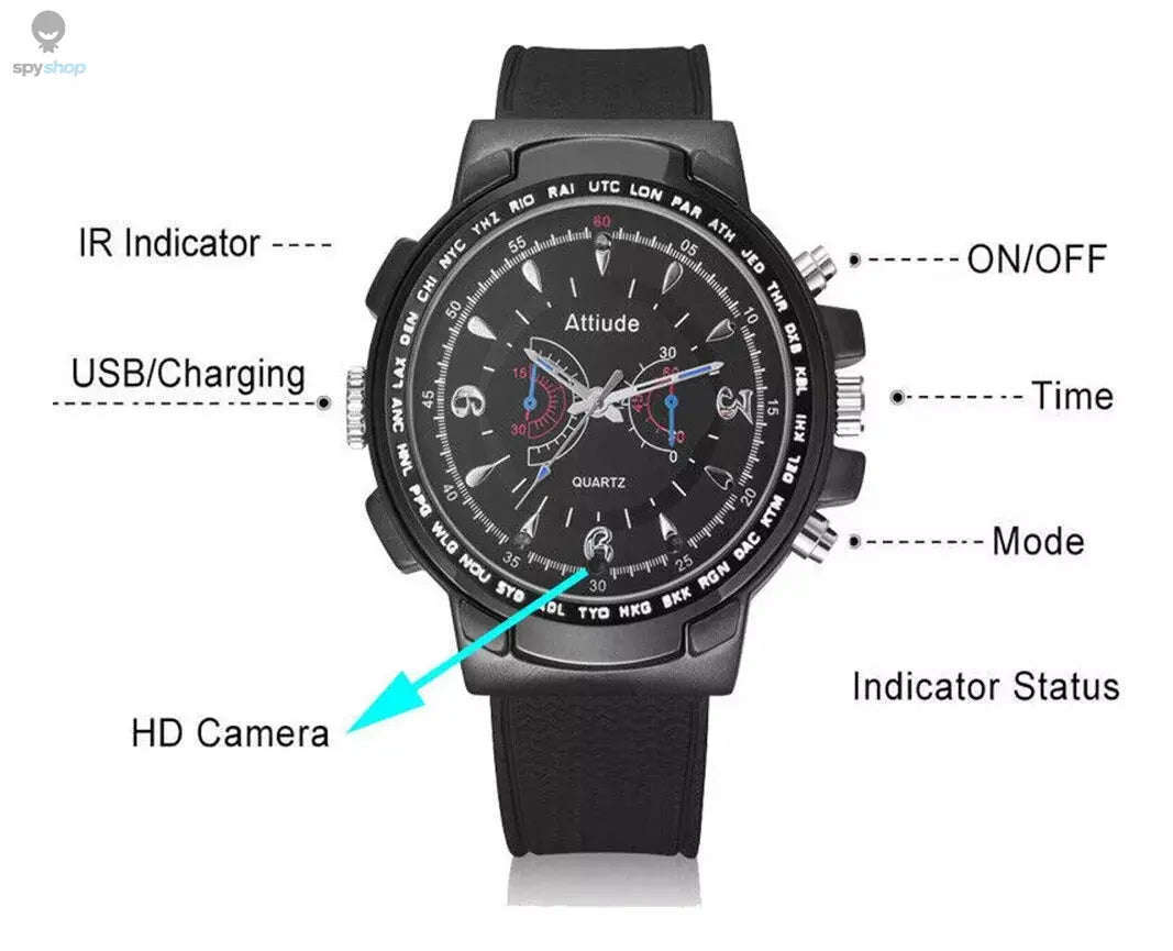 HD 1080p Watch with Night Vision & 32GB-Default Title