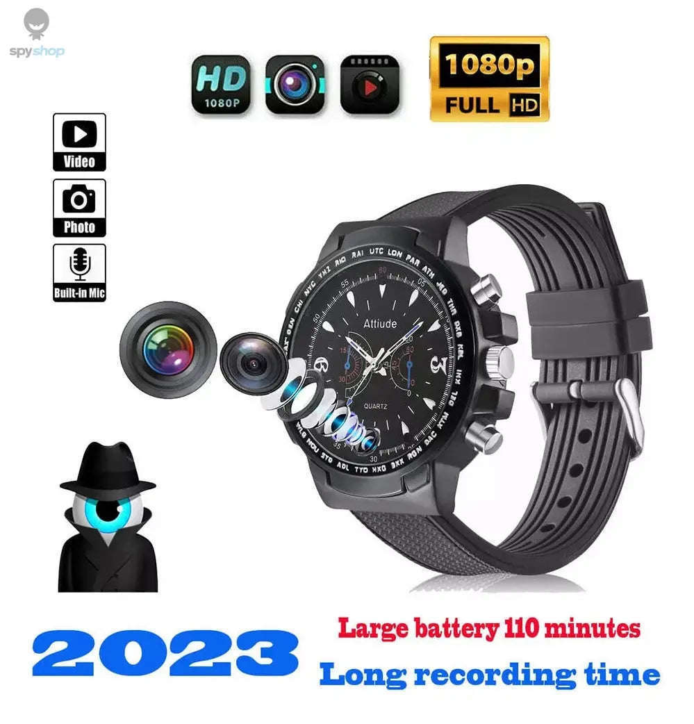 HD 1080p Watch with Night Vision & 32GB-Default Title