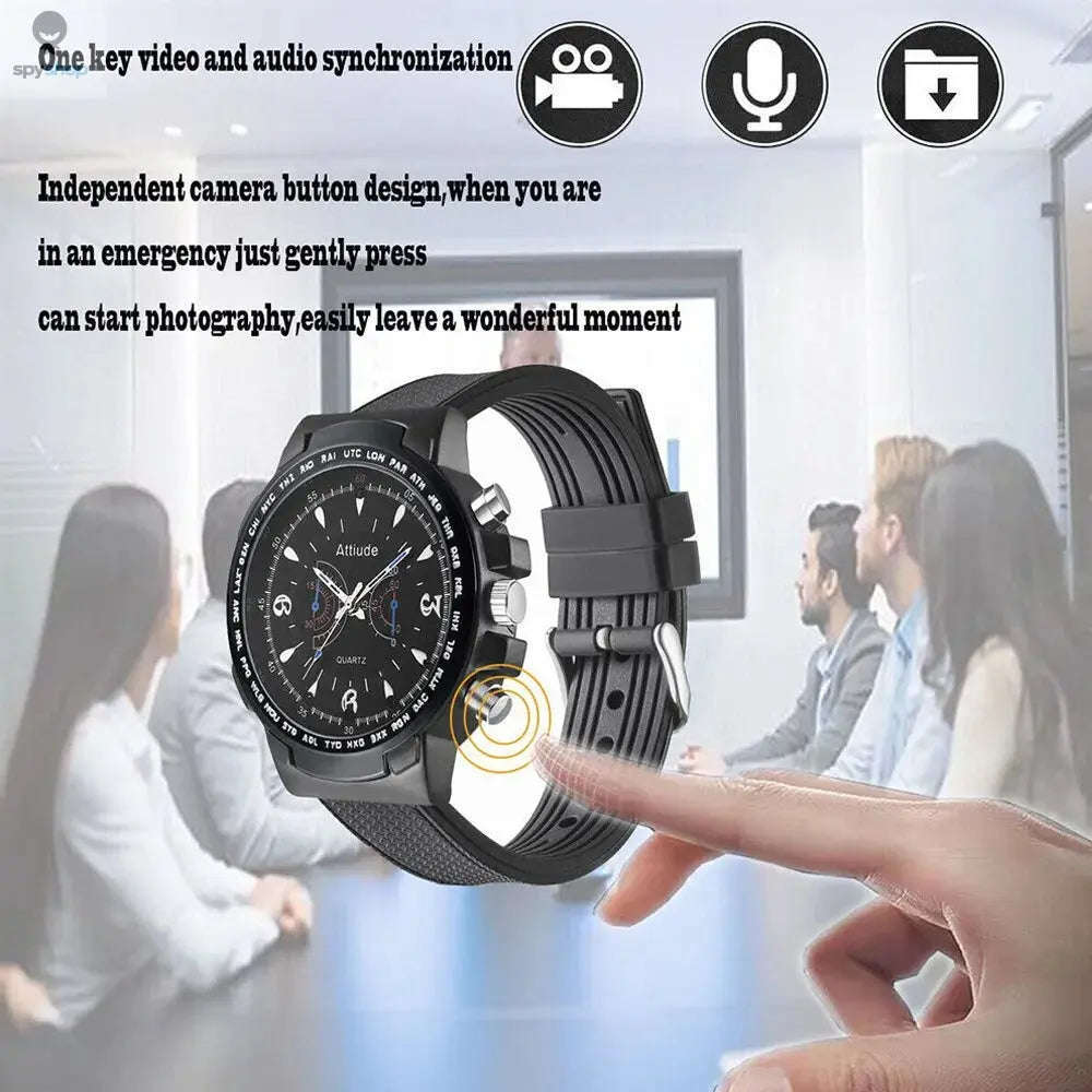 HD 1080p Watch with Night Vision & 32GB-Default Title