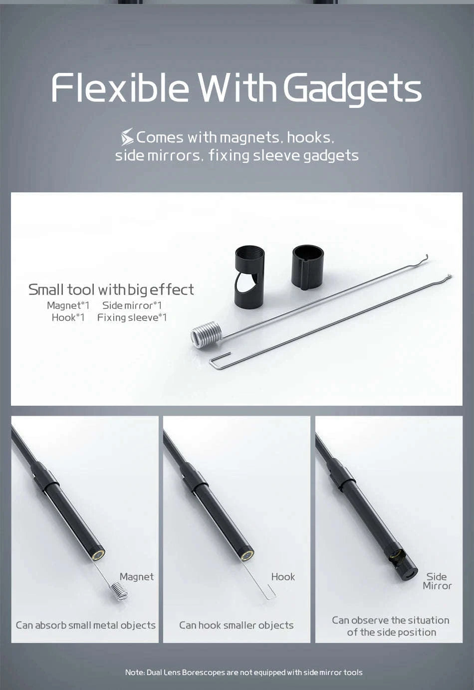 HD Waterproof Endoscope Camera with Semi‑Rigid Cable for Tight‑Space Inspection-1080P 8MM soft wire / 3m
