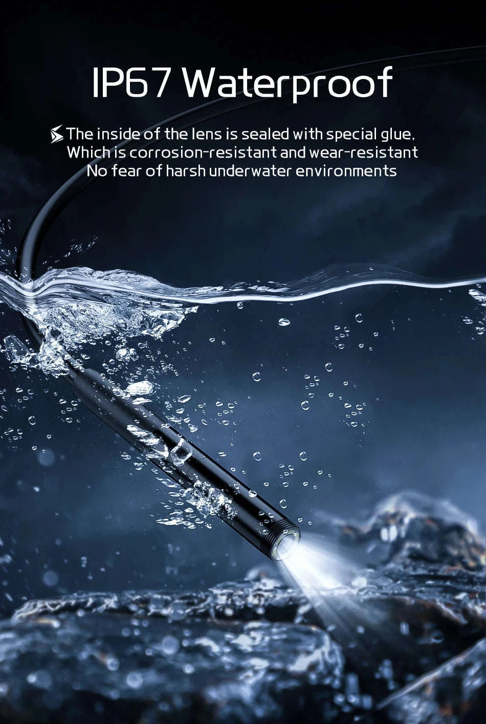 HD Waterproof Endoscope Camera with Semi‑Rigid Cable for Tight‑Space Inspection-1080P 8MM soft wire / 3m
