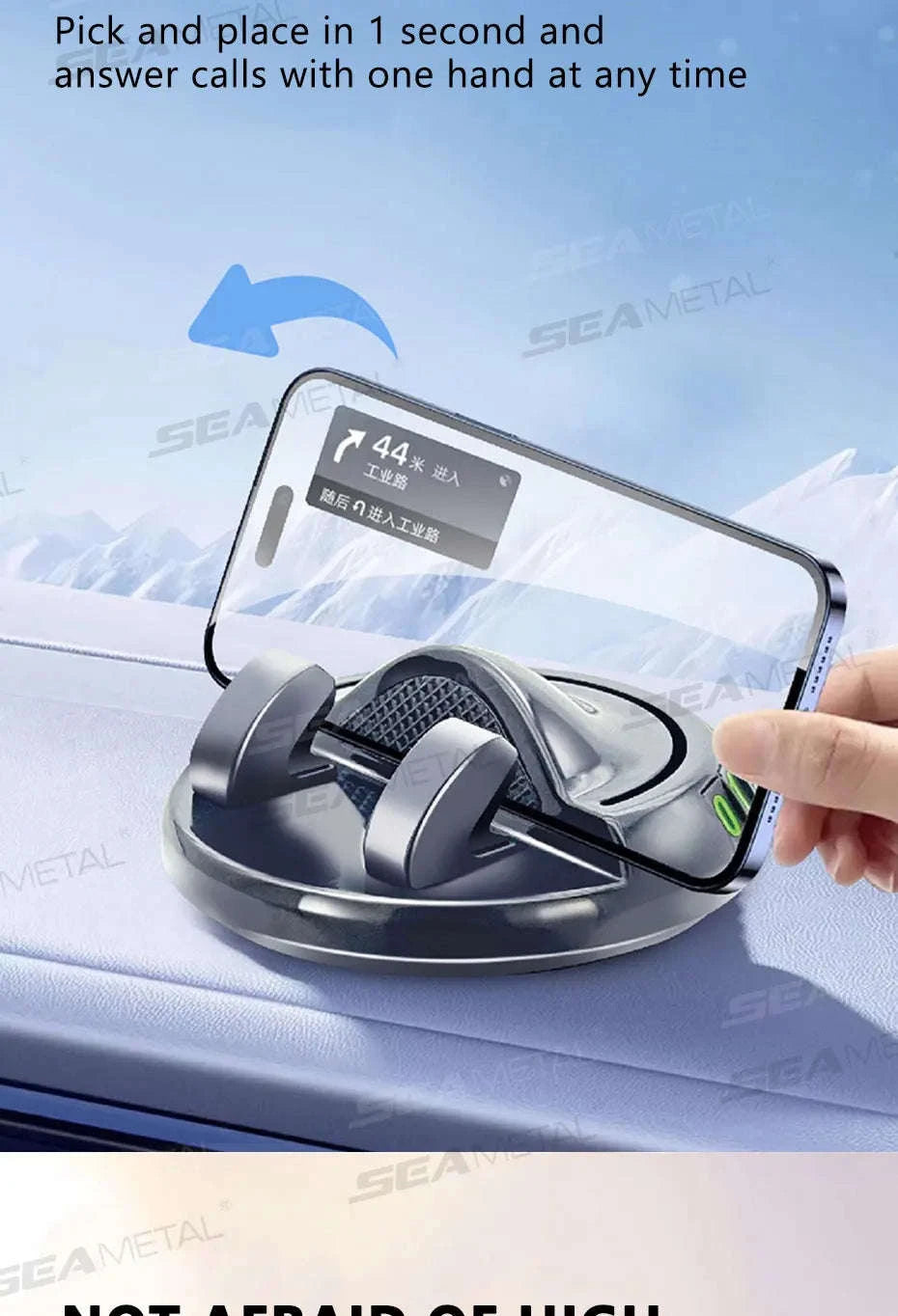 Head-Up Dashboard Phone Holder with 360-Degree Rotation-Black