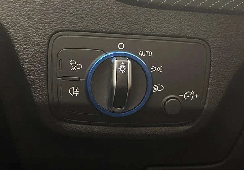 Headlight Adjust Switch Decoration Ring for Audi Interior Trim-Germany / Red