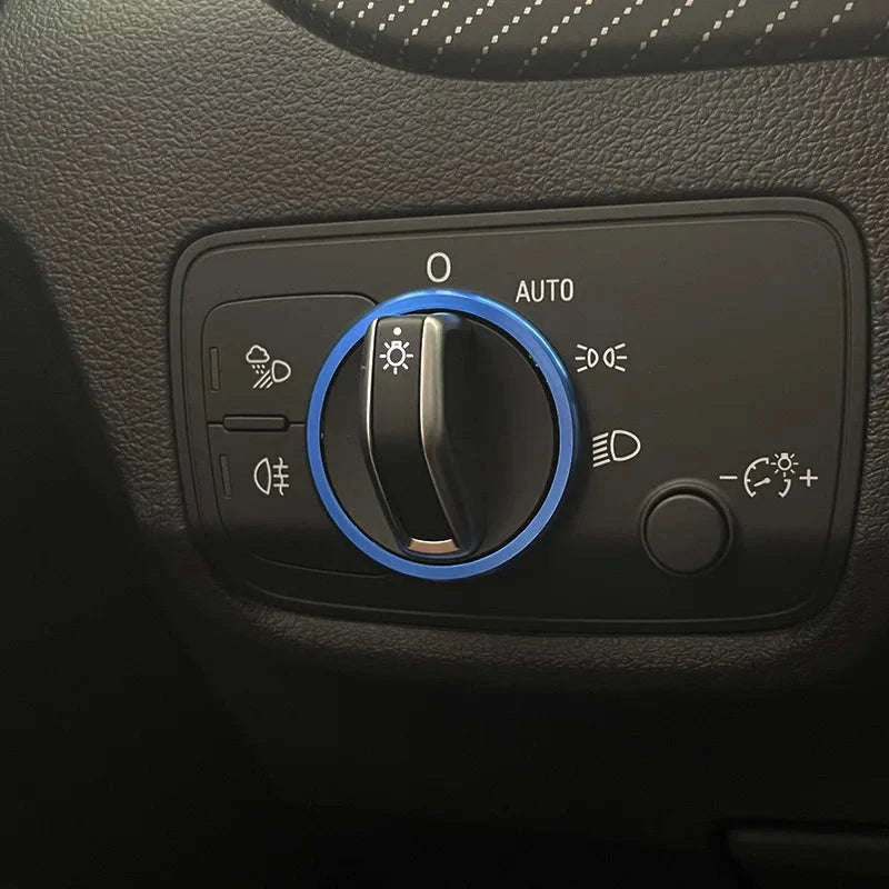 Headlight Adjust Switch Decoration Ring for Audi Interior Trim-Germany / Red