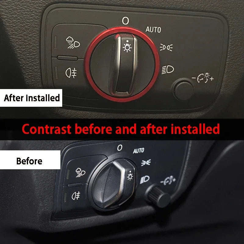 Headlight Adjust Switch Decoration Ring for Audi Interior Trim-Germany / Red