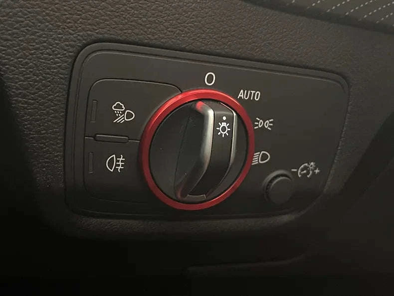 Headlight Adjust Switch Decoration Ring for Audi Interior Trim-Germany / Red