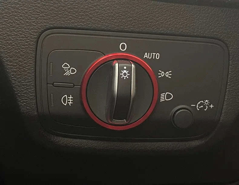 Headlight Adjust Switch Decoration Ring for Audi Interior Trim-Germany / Red
