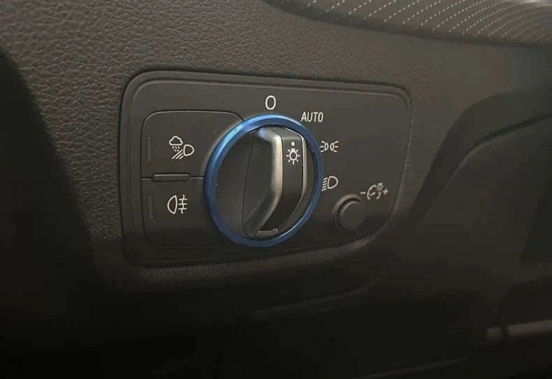 Headlight Adjust Switch Decoration Ring for Audi Interior Trim-Germany / Red
