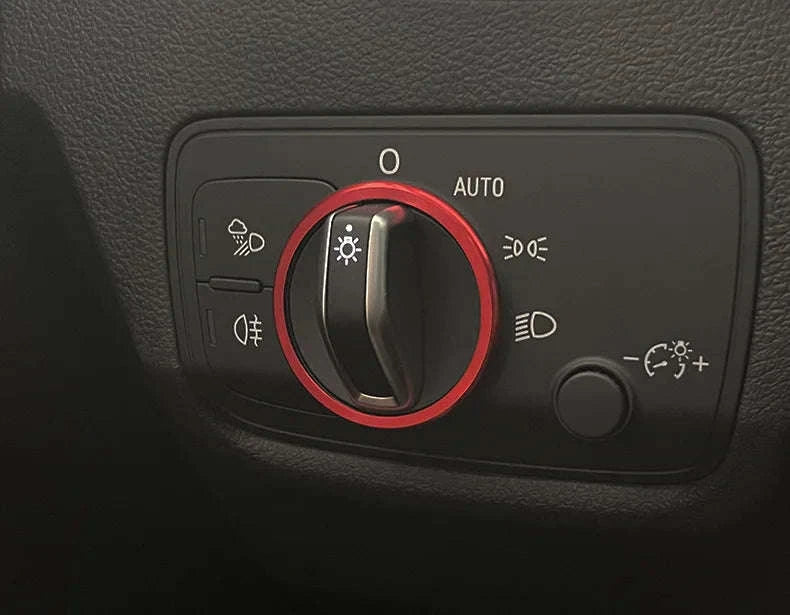 Headlight Adjust Switch Decoration Ring for Audi Interior Trim-Germany / Red