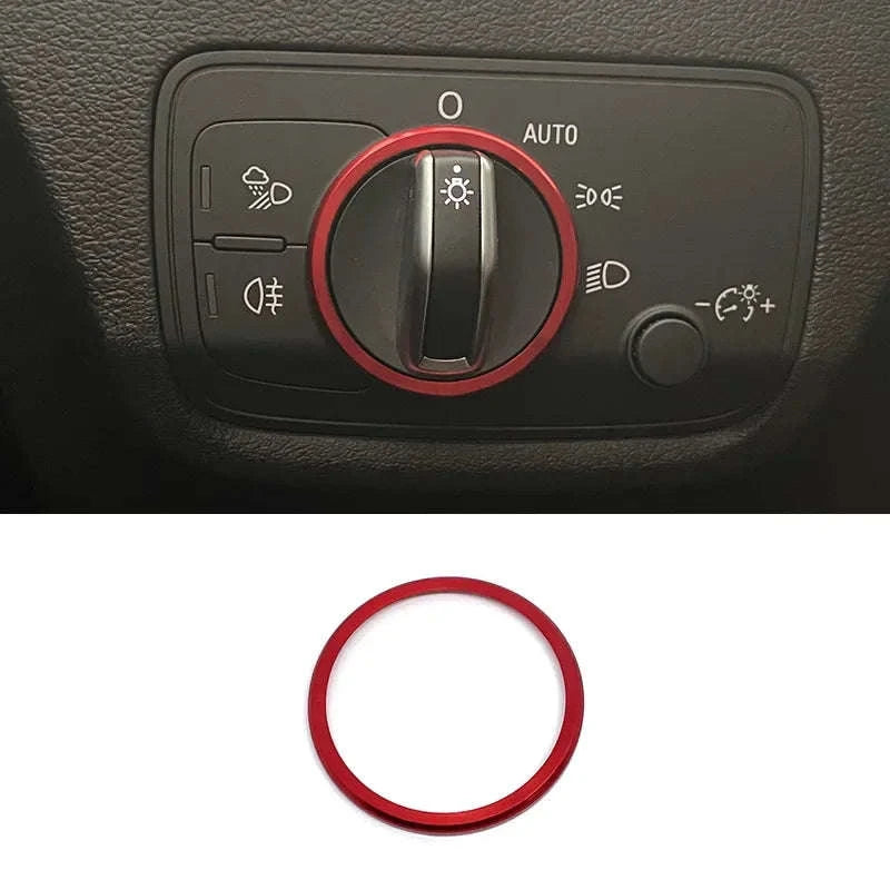 Headlight Adjust Switch Decoration Ring for Audi Interior Trim-Germany / Red