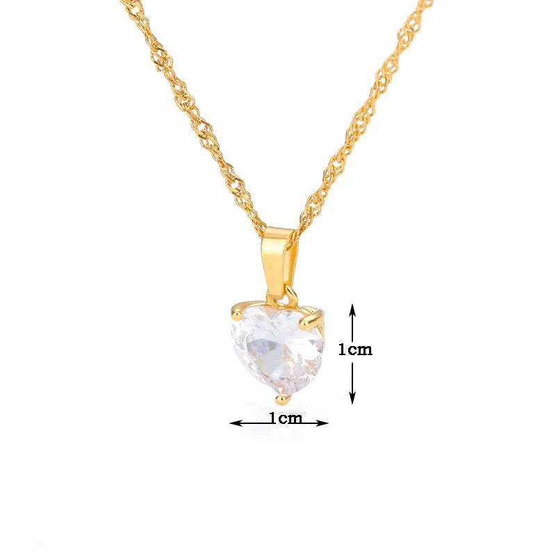 Heart Necklace for Women with Gold Plated Zircon Pendant-45cm / N01653G