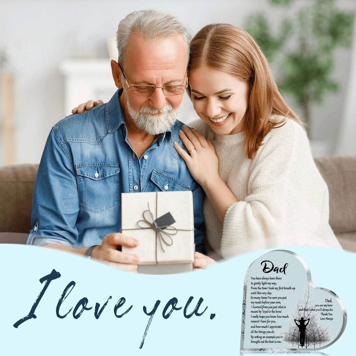 Heart Shape Acrylic Plaque for Dad – Meaningful Keepsake Gift-1pc B / 10x10cm