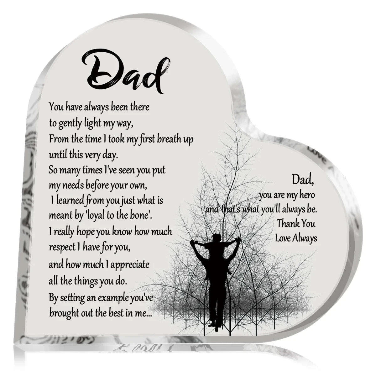 Heart Shape Acrylic Plaque for Dad – Meaningful Keepsake Gift-1pc B / 10x10cm