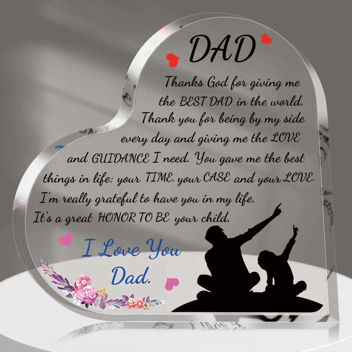 Heart Shape Acrylic Plaque for Dad – Meaningful Keepsake Gift-1pc B / 10x10cm