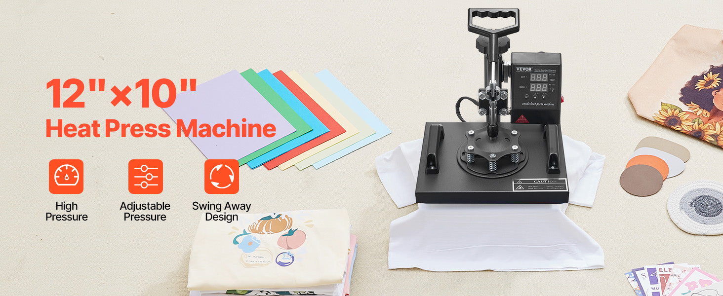 12x10 Inch Dual Digital Heat Press Machine 650W Swing Away