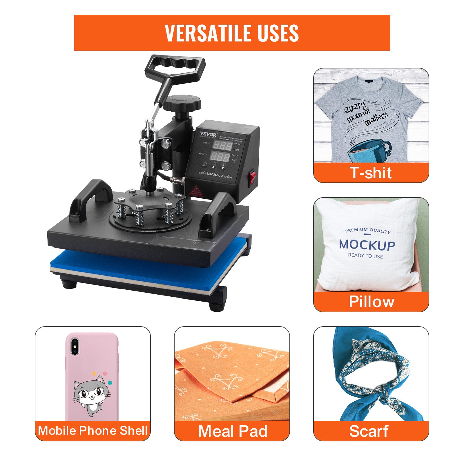 12x10 Inch Dual Digital Heat Press Machine 650W Swing Away
