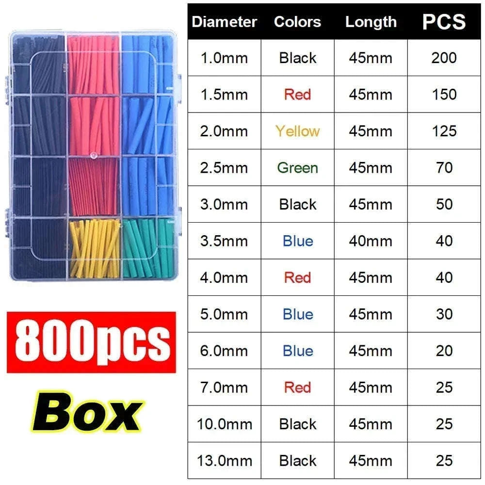 Heat Shrink Tube Kit for Clean, Safe Wire Insulation-Black- 330pcs(box) / Mixed-size