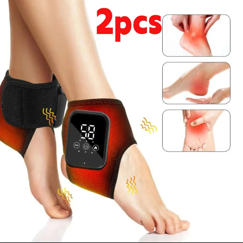 Heated Ankle Massager with Vibration & Adjustable Support Wrap-2PCS / United States