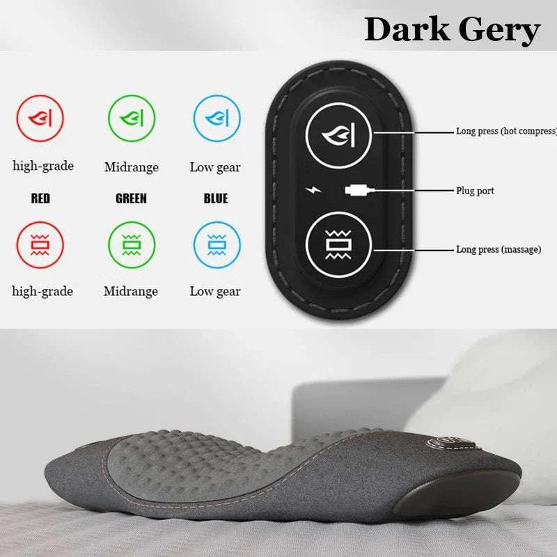 Heated Lumbar Support Pillow with Massage – Memory Foam Waist Pad-Dark gray