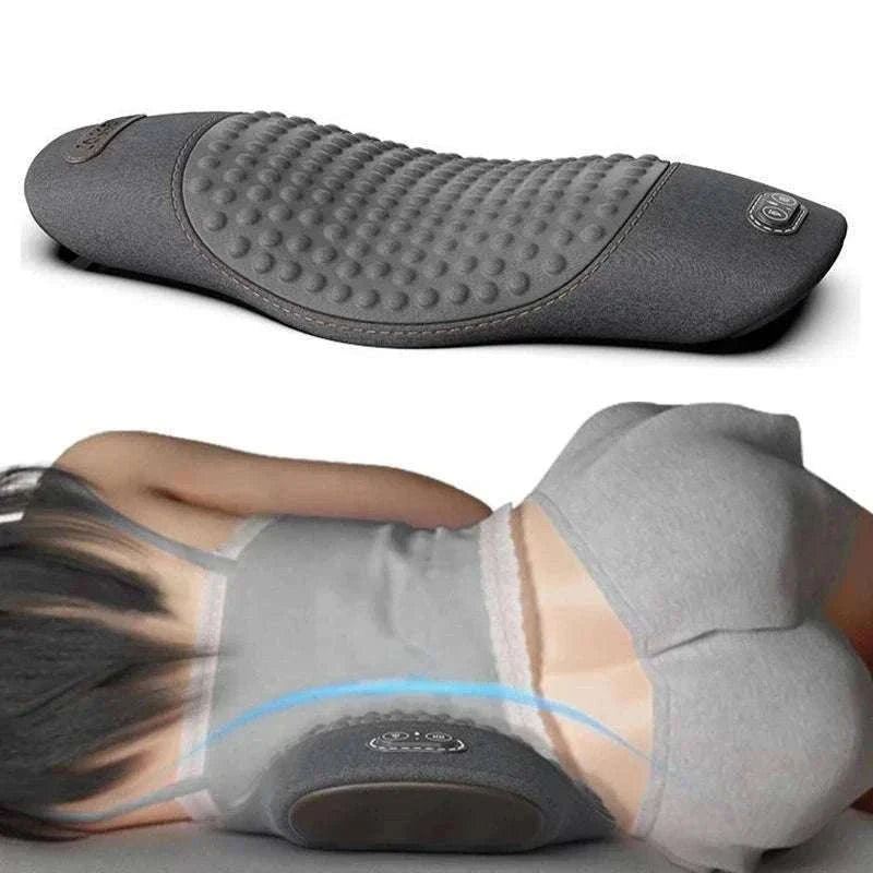 Heated Lumbar Support Pillow with Massage – Memory Foam Waist Pad-Dark gray